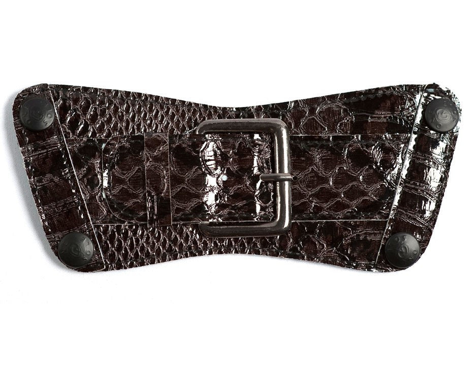Black Crocodile Belt Top