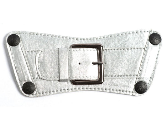 Matte Silver Metallic Belt Top